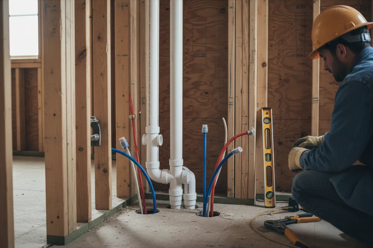 Drain and supply rough-in during Drain Cleaning in Glen Saint Mary